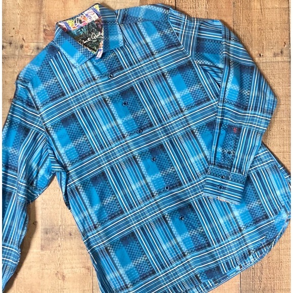 Robert Graham Other - Robert Graham Mens Blue Plaid‎ Long Sleeve Button Down Shirt Classic Fit Large